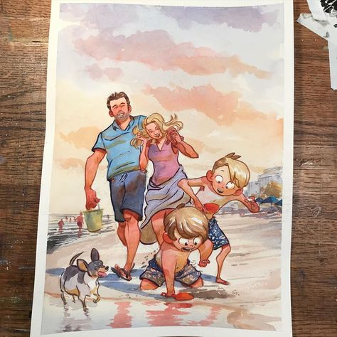 Jared Cullum on Instagram: “Commissioned family portrait in my story-style. #watercolor #art #painting #characterdesign” Song Animation, Watercolor Family Portrait, Family Portrait Illustration, Watercolor Portraits, Family Portrait, Comic Character, Hall Of Fame, Family Portraits, Plein Air