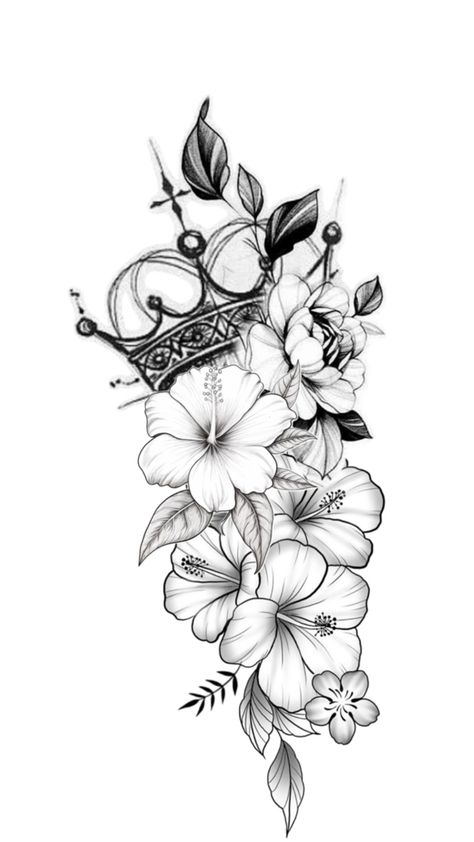 Crown Flowers Tattoo Templete Crown And Flower Tattoos For Women, Tattoo Of Childrens Names For Women, Crown And Flower Tattoo, Crown And Flowers Tattoo, Crown With Flowers Tattoo, Azalea Flower Tattoo, Carnation Flower Tattoo Design, Name Flower Tattoo, Carnation Flower Tattoo