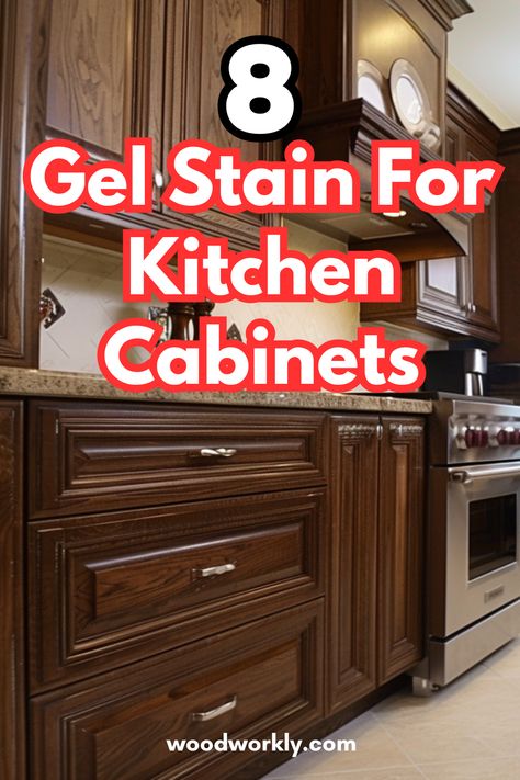 Transform your kitchen with the perfect gel stain for cabinets! Explore top picks, application tips, and achieve professional results in your woodworking projects. Upgrade your space now!  #GelStain #KitchenCabinets #WoodStaining #DIYProjects #HomeImprovement Stain For Kitchen Cabinets, Java Gel Stain Cabinets, Gel Stain Over Honey Oak Cabinets, Old Masters Gel Stain, Gel Stain Kitchen Cabinets, Gel Staining Cabinets, Dark Stained Cabinets, Orange Cabinets, Minwax Gel Stain