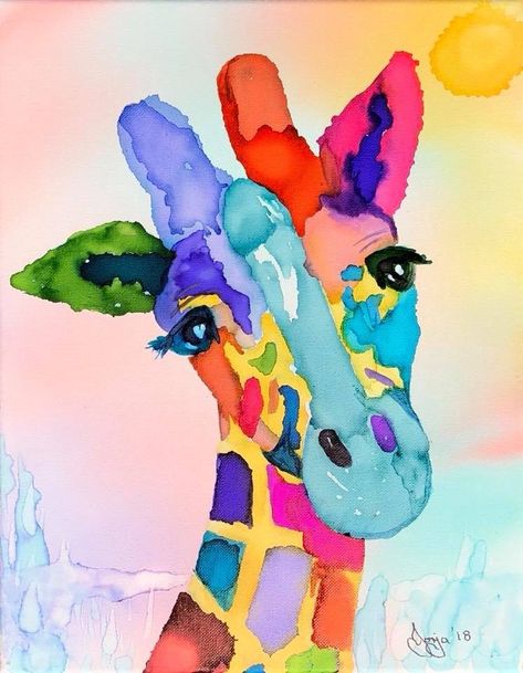 Giraffe Wall Art, Giraffe Painting, Mosaic Garden Art, Giraffe Art, Kids Art Class, Mosaic Garden, Alcohol Ink Painting, Paint And Sip, Art Club