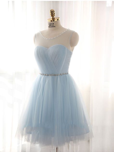 Tulle Bridesmaids, Damas Dresses, Dama Dresses, Formal Dresses For Teens, Tulle Bridesmaid Dress, Blue Party Dress, Tulle Ball Gown, Light Blue Dresses, Cute Prom Dresses