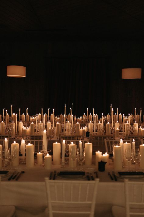 Amidst the snow-kissed French Alps, thousands of candles accented magical, minimalist tablescapes for Gemima and Alex's winter wedding. Wedding With Candles Everywhere, Only Candles Wedding Table, Candle Lit Reception Romantic, Winter Wedding Modern, French Wedding Ceremony, Winter Event Decor, 2024 Winter Wedding Trends, Romantic Reception Decor, Winter Wedding Tables