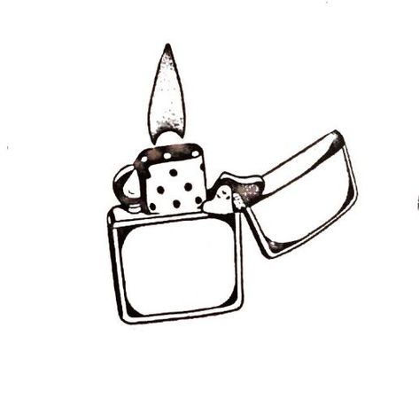 Flip Lighter Tattoo, Small Lighter Tattoo, Cool Zippo Lighters, Matching Lighter Tattoos, Lighter Tattoo Stencil, Traditional Zippo Lighter Tattoo, Lighter Tattoo Minimalist, Zippo Drawing, Zippo Lighter Drawing