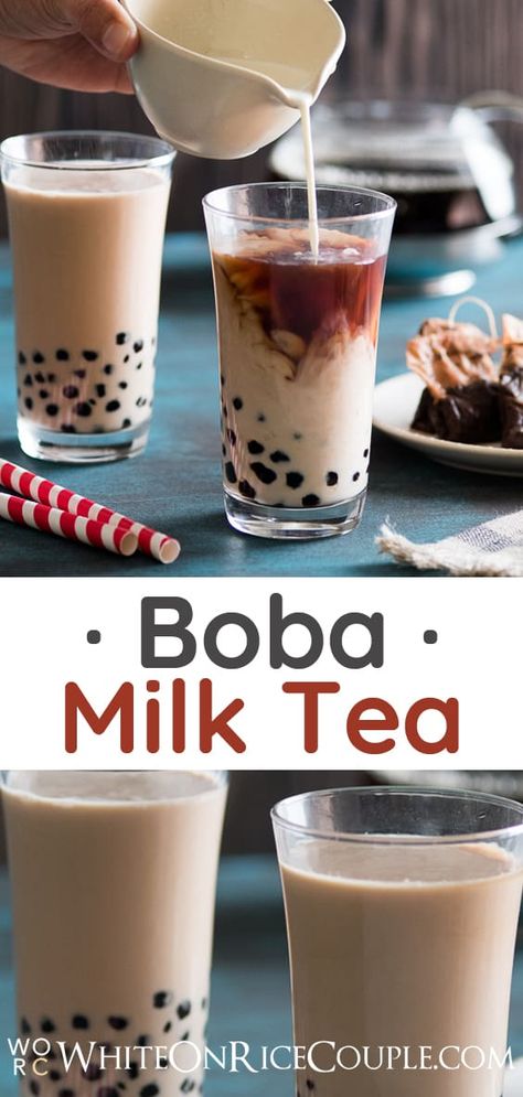 Boba Thai Tea Recipe or Thai Bubble Tea Recipe @bestrecipebox Boba Milk Tea Recipe, Easy Bubble Tea Recipe, Homemade Boba, Thai Tea Recipes, Milk Tea Recipe, Boba Tea Recipe, Boba Recipe, Bubble Tea Recipe, Vietnamese Dessert