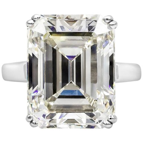 GIA Certified 16 Carat Emerald Cut Diamond Solitaire Engagement Ring | From a unique collection of vintage Engagement Rings at https://www.1stdibs.com/jewelry/rings/engagement-rings/. Biedermeier Furniture, Iconic Jewelry, Art Deco Diamond Ring, Deco Diamond Ring, Contemporary Engagement Rings, Emerald Cut Diamond Engagement, Engagement Ring Prices, Art Deco Diamond Rings, Engagement Ring Diamond Cut