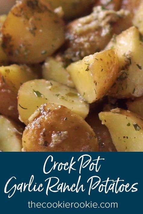 Roasted Potatoes Crockpot, Potato Crockpot, Crockpot Party, Crockpot Sides, Crockpot Casseroles, Ranch Potato Recipes, Potatoes Crockpot, Crockpot Potatoes, Potato Recipes Crockpot