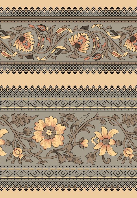 Flower Pattern Design Prints, Digital Graphics Art, Design Pattern Art, Simple Borders, Geometric Design Art, Print Design Art, Abstract Pattern Design, Textile Prints Design, Border Embroidery Designs