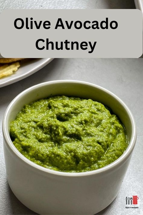 olive avocado chutney in a white bowl Olive Chutney, Avocado Chutney, Garlic Chutney, Chutney Recipe, Chutney Recipes, Avocado Recipes, Dip Recipes, Superfoods, Chutney