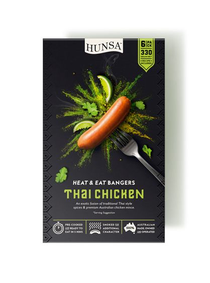 The Dieline Awards 2016 Outstanding Achievements: Hunsa Heat & Eat Bangers Packaging — The Dieline - Branding & Packaging Sausage Poster, Sausage Packaging, Sausages Packaging, Cloud Kitchen, Mexican Salsa, Smoked Cooking, Packaging Designs, Premium Packaging, How To Cook Sausage