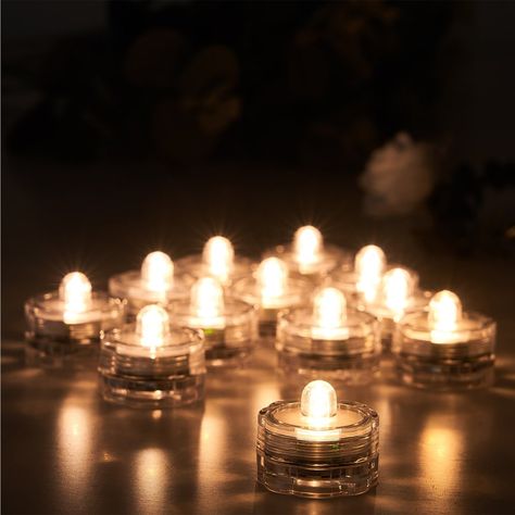 12 Pack | Warm White LED Lights Waterproof Battery Operated Submersible Led Tea Light Candles, Lighted Centerpieces, Submersible Led Lights, Waterproof Led Lights, Event Centerpiece, Vase With Lights, Led Tea Lights, Vase Fillers, Waterproof Led