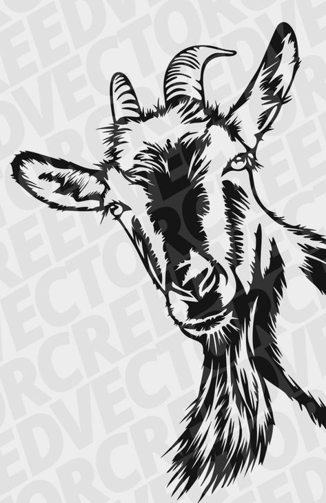 Goat Stencil, Goat Outline, Goat Line Drawing, Goat Stencil Free Printable, Goat Silhouette Design, Goat Vector Illustration, Goat Illustration Dark, Silhouette Cameo Files, Goat Art