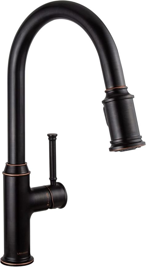 Oil Rubbed Bronze Kitchen Faucet with Pull Down Sprayer, Lava Odoro Single Handle Kitchen Sink Faucet Bronze Faucet for Kitchen Sink 1 Hole and 3 Hole, Deck Plate Included, KF421-ORB - Amazon.com Oil Rubbed Bronze Kitchen Faucet, Oil Rubbed Bronze Kitchen, Black Kitchen Faucet, Bronze Kitchen Faucet, Rubbed Bronze Kitchen, Bronze Kitchen, Black Kitchen, Kitchen Sink Faucets, Kitchen Handles