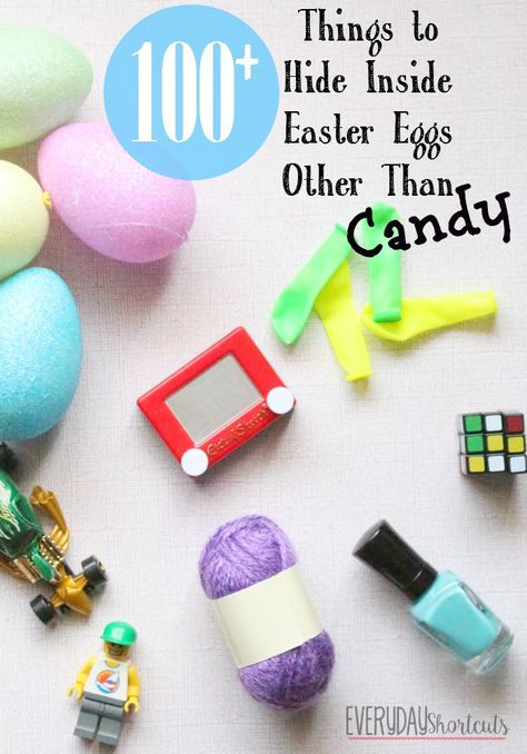 Looking for other alternatives besides candy to hide in Easter eggs? Check out this list of over 100 items for kids and teens. Hide Eggs In Food, Things To Put In Easter Eggs Not Candy, Non Chocolate Easter Gifts For Kids, What To Put In Easter Eggs Besides Candy, Candy Free Easter Egg Fillers, What To Fill Toddler Easter Eggs With, Easter Curriculum, Travel Size Toothpaste, Easter Religious Crafts