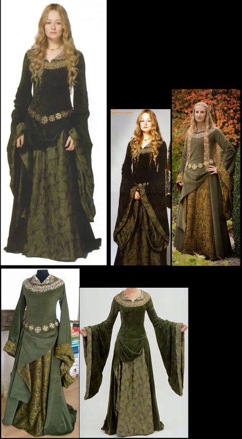 Eowyn Green Gown 1 by ~Lady--Eowyn on deviantART http://lady--eowyn.deviantart.com/gallery/ Eowyn Outfit, Eowyn Costume, Eowyn Dress, Kpop Costume, Earth Clothes, Lotr Costume, Elven Dress, Medieval Woman, Green Gown