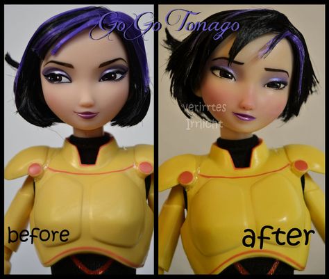 repainted ooak go go tomago doll from big hero 6. by verirrtesIrrlicht on… Emma Watson Doll, Go Go Tomago, Disney Princess Funny, Snow White Doll, Cinderella Doll, Anna Doll, Enchanted Doll, Nostalgic Toys, Custom Toys