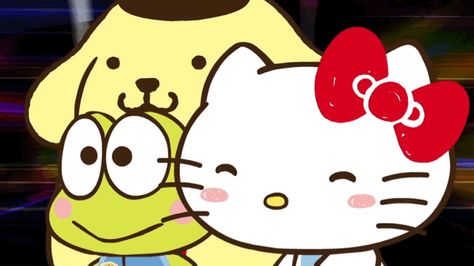 Sanrio Computer Wallpaper Gif, Sanrio Banner Gif, Sanrio Gif Banner, Hello Kitty Banner Gif, Computer Wallpaper Gif, Gif Background, Cute Headers For Twitter, Frog Drawing, Cute Headers