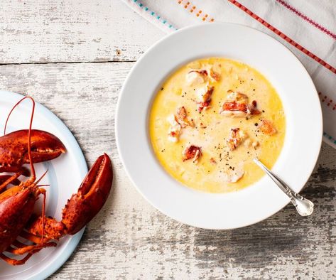 Brothy Soup Recipes, Lobster Chowder, Lobster Stew, Seafood Soup Recipes, Bisque Recipe, How To Cook Lobster, Lobster Meat, Lobster Bisque, Lobster Recipes