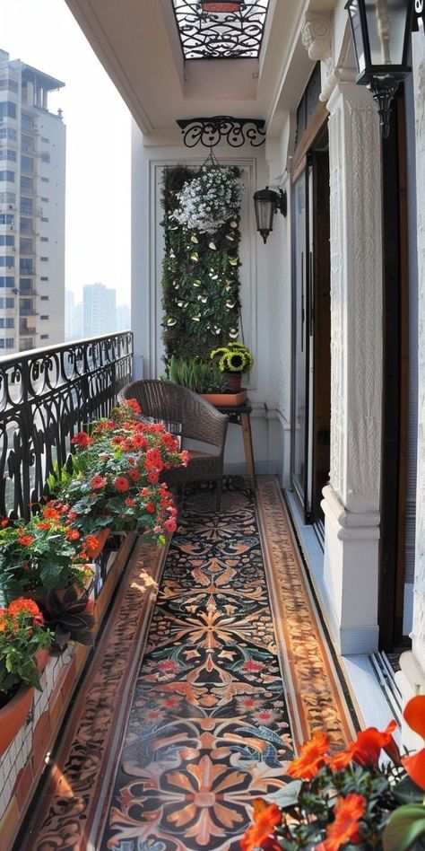 French Balcony Ideas, Balcony Garden Ideas, French Balcony, Juliet Balcony, Sun Rooms, Balcony Flowers, Terrace Decor, House Balcony Design, House Balcony