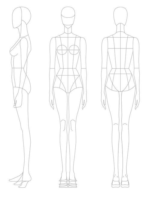 Fashion Drawing Figure Template, Fashion Croquis Front And Back, Fashion Illustration Template, Fashion Sketch Template, Fashion Figure Templates, Fashion Illustration Poses, Fashion Model Sketch, Flat Drawings, Fashion Figure Drawing