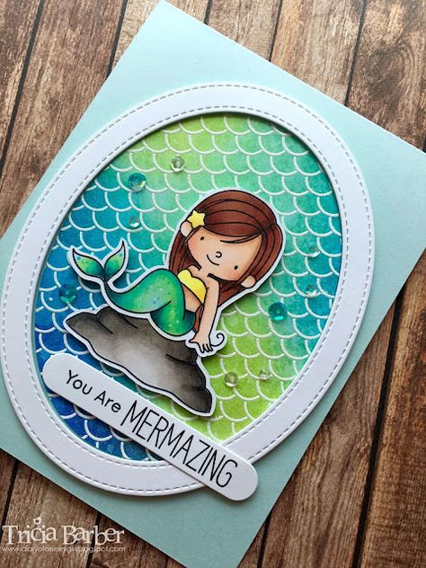 Mermaid Birthday Card, Tarjetas Pop Up, Nautical Cards, Beach Cards, Lawn Fawn Cards, Mft Cards, Girl Birthday Cards, Mft Stamps, Mermaid Theme