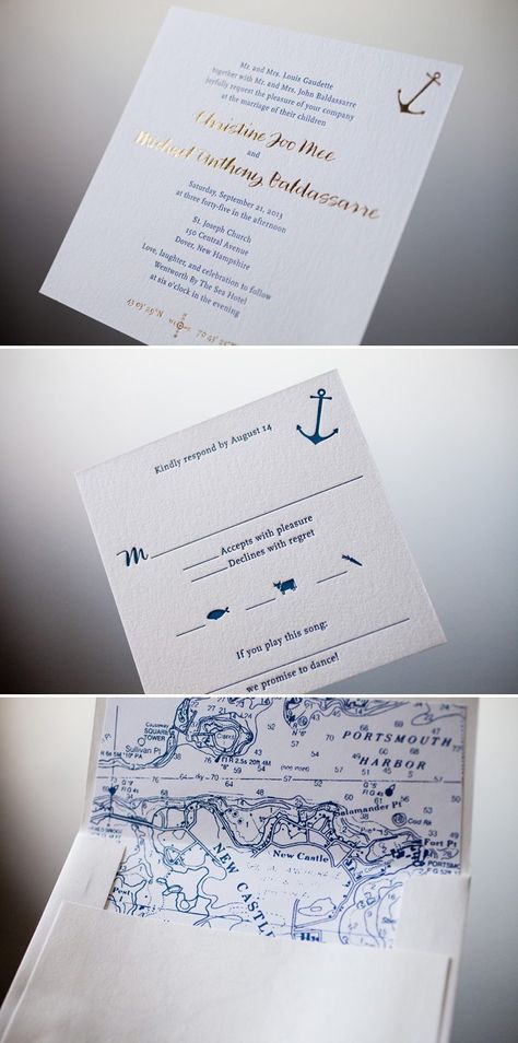 Nautical Wedding Invitations Nautical Wedding Inspiration, Nautical Wedding Invitations, Nautical Wedding Theme, Yacht Wedding, Cruise Wedding, Ruby Wedding, Letterpress Wedding, Letterpress Wedding Invitations, Maine Wedding