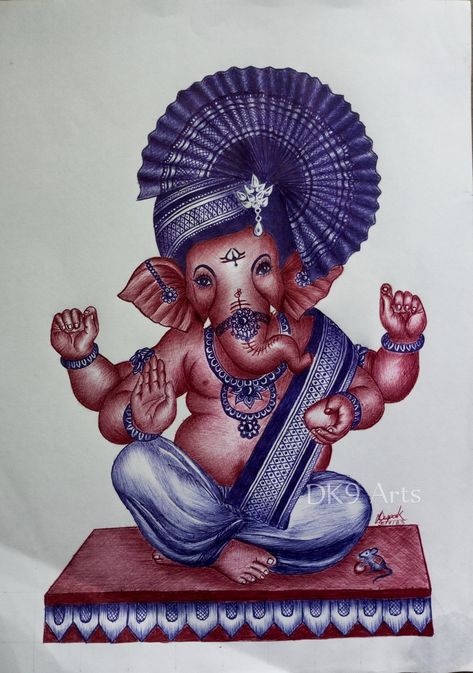 Drawing Ganpati, Ganpati Bappa Drawing, Bappa Drawing, Lord Ganesha Drawing, Ganpati Drawing, Pen Arts, Drawing With Pen, Ganesha Drawing, Ganesh Art Paintings