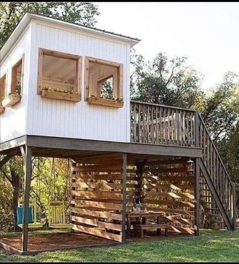 Tree House Deck, Backyard Fort, Tree House Plans, Tree House Diy, Backyard Playhouse, Tree House Kids, Tree House Designs, House Deck, Have Inspiration