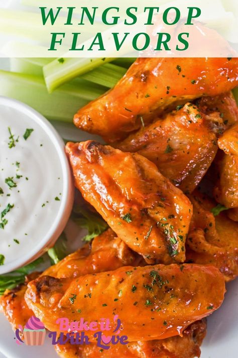 Best Wingstop flavors collection pin of all the flavors on the menu! Wingstop Hot Wings Recipe, Best Wing Flavors, Wing Stop Original Hot Recipe, Wingstop Original Hot Recipe, Wingstop Spicy Korean Recipe, Original Hot Wingstop Recipe, Wingstop Buffalo Wings, Wing Stop Flavors, Wingstop Hawaiian Wings Recipe