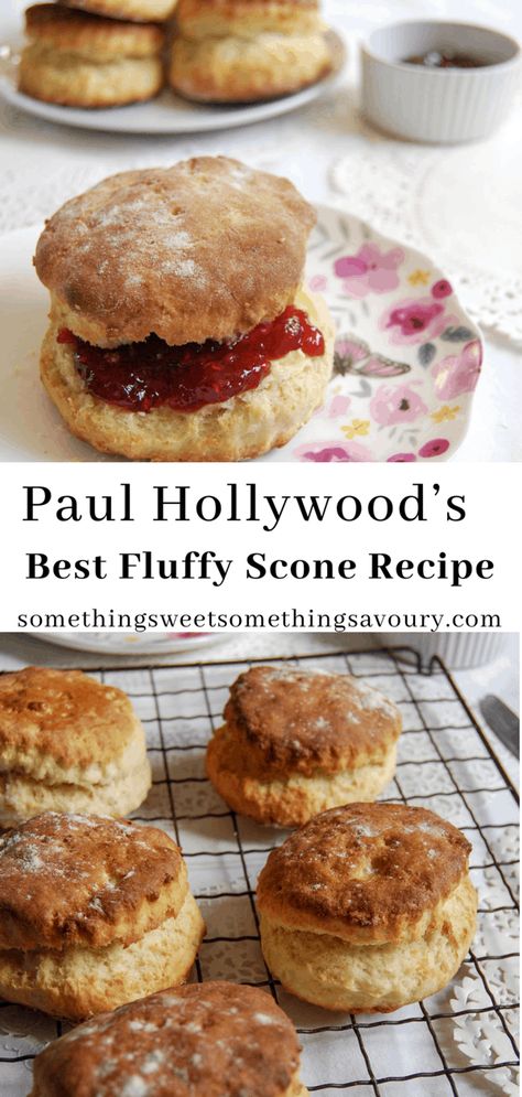 Paul Hollywood's best fluffy scone recipe - Something Sweet Something Savoury British Baking Show Recipes, British Scones, British Bake Off Recipes, Best Scone Recipe, Bake Off Recipes, Fruit Scones, British Recipes, Scones Recipe Easy, Paul Hollywood