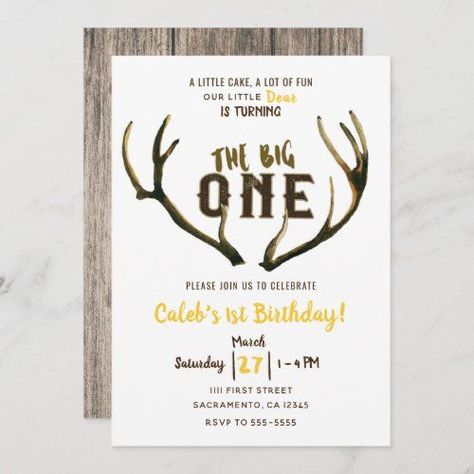 Deer Hunting Birthday, Deer Birthday Party, Hunting Birthday Party, Deer Birthday, Hunting Birthday, Wild One Birthday Invitations, Boys First Birthday Party Ideas, Baby Boy 1st Birthday Party, Boys First Birthday