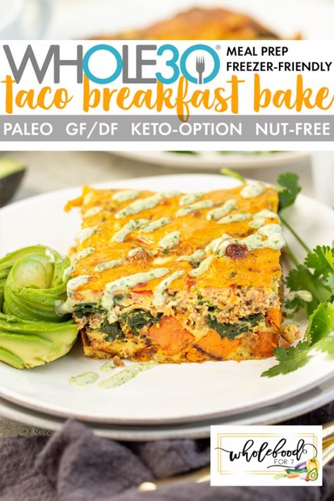 Whole30 Taco Breakfast Casserole - WholeFoodFor7 Taco Breakfast Casserole, Whole 30 Breakfast Casserole, Taco Breakfast, Sausage And Bacon, Breakfast Casserole Recipes, Easy Breakfast Casserole, Easy Breakfast Casserole Recipes, How To Cook Chorizo, Sweet Potato Tacos