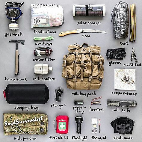 Photo from @roadsurvivalist - ZOMBIE OUTBREAK! 🚨☠️😱 Choose five items from above to survive!!💪😝😁… Bushcraft Kit, Survival Bag, Survival Supplies, Apocalypse Survival, Bushcraft Camping, Urban Survival, Bug Out Bag, Wilderness Survival, Survival Tools