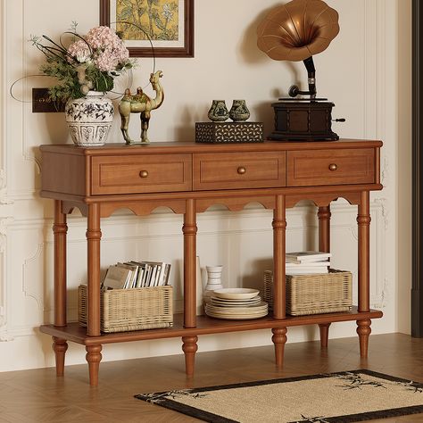 This entryway console table not only eye-catching but also bring a cozy atmosphere to your This luxury sofa table wisely marries form and function. A gorgeous addition to small spaces such as a console table, sofa table, entryway table, foyer table, front door table, behind couch table, etc.home. Vintage Entryway Table, Wood Console Table With Drawers, Living Room Mid Century Modern, Room Mid Century Modern, Living Room Mid Century, Rustic Entryway Table, Wallpaper Backdrop, Vintage Console Table, Vintage Console