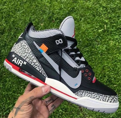 Should This Off-White Air Jordan 3 Black Cement Be Brewing In Nike’s Lab? – Housakicks Off White 4s, Jordan 3 Black, Jordan 3 Black Cement, Hypebeast Sneakers, Jordan Off White, Sneakers Wallpaper, Jordans Retro, Custom Jordans, Custom Nike Shoes