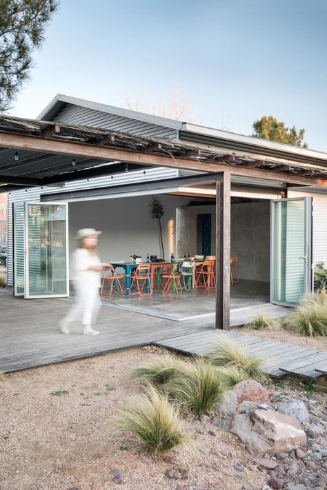 A Modern, Minimalist Artist Retreat in Marfa, Texas | HGTV Artistic Homes, Cali House, Artist Retreat, Minimalist Artist, Marfa Texas, Privacy Walls, Solar Shades, Artistic Home, Wooden Decks