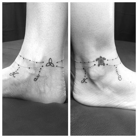 Charm Anklet Tattoo, Anklet Tattoos For Women, Ankle Foot Tattoo, Anklet Tattoo, Tattoos Placement, Charm Tattoo, Ankle Bracelet Tattoo, Ankle Tattoo Designs, Cute Anklets