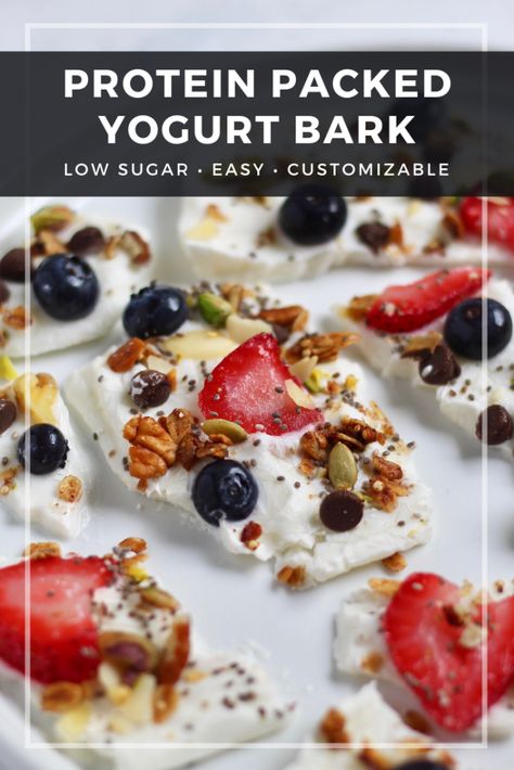 Protein Packed Low Sugar Yogurt Bark - Cheerful Choices Low Sugar Yogurt, Snack Quick, Athlete Food, Post Workout Snack, Yogurt Bark Recipe, Yogurt Bark, Nutrition Activities, Sport Nutrition, Post Workout Snacks