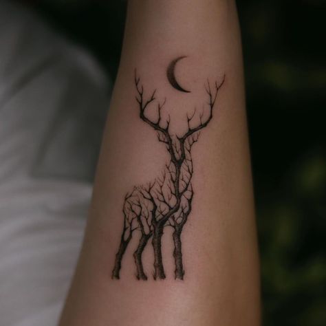 Small Deer Tattoo, Deer Tattoos For Women, Deer Tattoo Ideas, Stag Tattoo Design, Antler Tattoo, Deer Tattoo Designs, Stag Tattoo, Hirsch Tattoo, Deer Tattoo