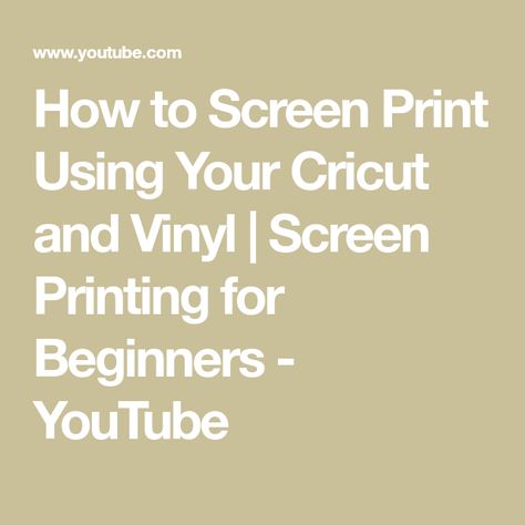 How to Screen Print Using Your Cricut and Vinyl | Screen Printing for Beginners - YouTube Screen Printing Supplies, Choose Kindness, Screen Printing Ink, Printing Ink, Vinyl Crafts, Cricut Projects, You Tried, Screen Print, Screen Printing