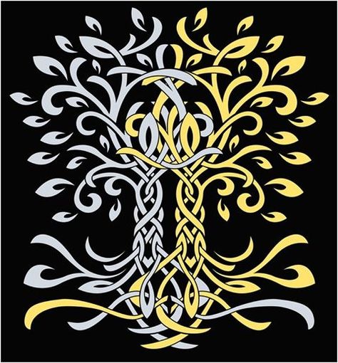 the Two Trees of old in Tolkien's The Silmarillion Ta Moko Tattoo, Elven Wedding, Lotr Tattoo, Huge Design, The Silmarillion, Middle Earth Art, Tolkien Art, Two Trees, A Logo Design