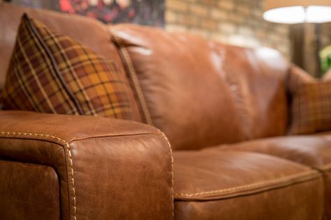 No detail is missed with this butter-soft leather sofa with contrast baseball stitching. Soft Leather Couch, Leather Couch Ideas, Comfortable Leather Couch, Burlington Furniture, Soft Leather Sofa, Leather Couches Living Room, Brown Leather Couch, Couch Ideas, Baseball Stitching