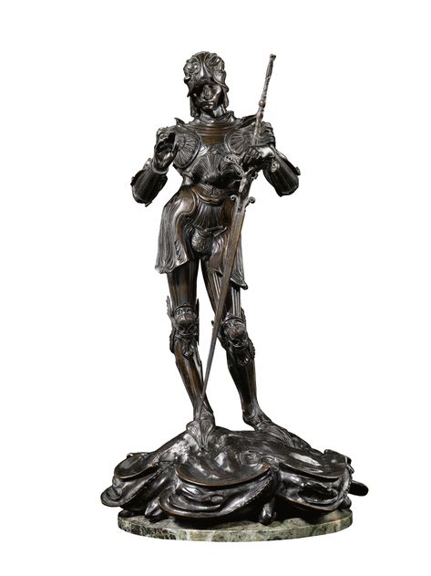 Alfred Gilbert, ST GEORGE ||| statuette ||| sotheby's l11230lot62w96en Alfred Gilbert, Armor Design, Greek Beauty, Classic Sculpture, European Sculpture, Dark Souls Art, Historical Armor, Body Reference Poses, Relief Sculpture