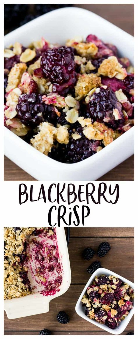 Blackberry Crisp - with sweet and tangy blackberries, and a crunchy topping, this easy Blackberry Crisp recipe is the definition of summer! Enjoy it as is or with a big scoop of ice cream! It's the best way to end a beautiful summer day. You can easily make this recipe gluten free as well. | #dlbrecipes #blackberrycrisp #blackberries #dessert Blackberries Cocktail, Easy Blackberry Crisp, Blackberries Dessert, Blackberry Crisp Recipe, Blackberry Desserts, Blackberry Crisp, Blackberry Dessert, Plating Food, Presentation Food