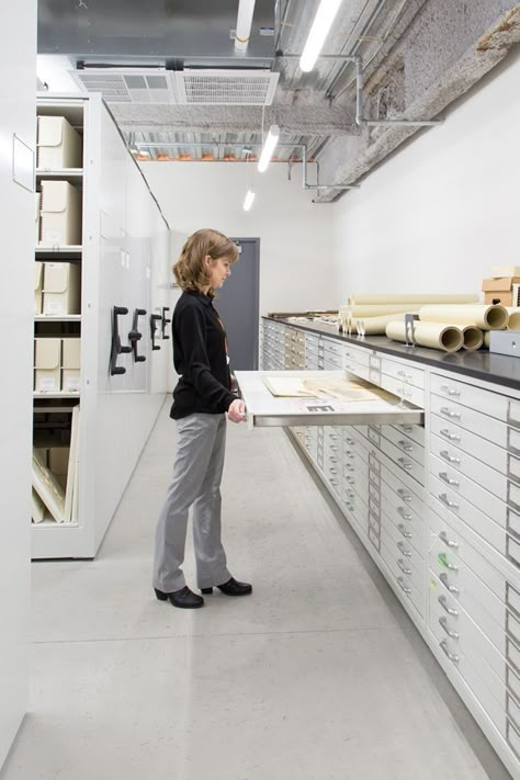 curator opening flat file drawer to show off collection Archive Museum, Museum Office, Archive Room, Libertyville Illinois, Museum Storage, Art Conservation, Museum Studies, Collection Storage, Material Library