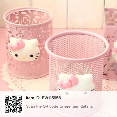 Pink Cubicle Decor, Pen Holder Ideas, Hello Kitty School Supplies, Hello Kitty Decor, Decoracion Hello Kitty, Hello Kitty School, Hello Kitty Room Decor, Hello Kitty Decorations, Hello Kitty Bedroom