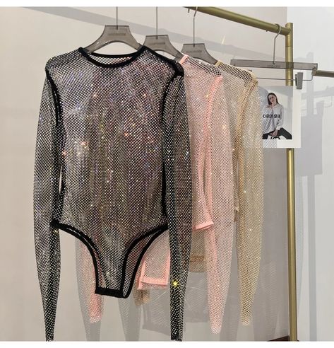 Women's Shiny Rhinestone Fishnet See-Through Bodysuit Mesh Fashion Sexy Bodysuit - AliExpress Rhinestone Fishnets, Metallic Mesh, Mesh Fashion, Mesh Bodysuit, Beyonce, Mesh, Quick Saves, Beyoncé