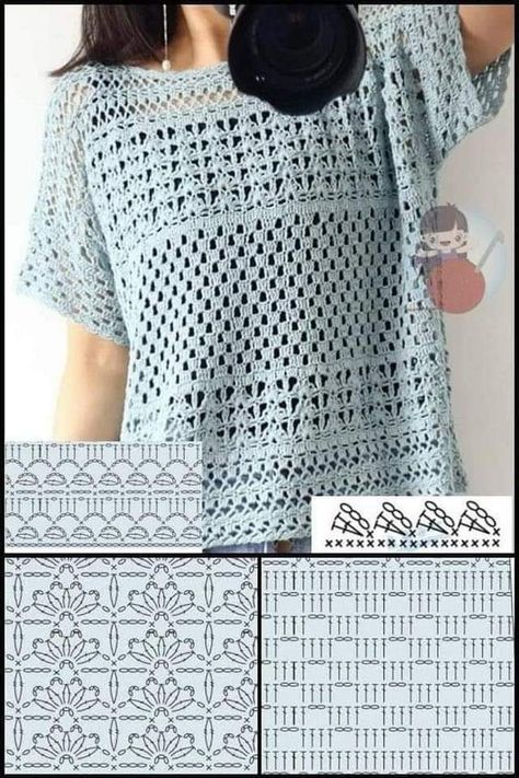 Bolero Haken, Crochet Blouse Free Pattern, Crochet Blouse Pattern, Pull Crochet, Mode Crochet, Crochet Vest Pattern, Crochet Ladies Tops, Crochet Tops Free Patterns, Crochet Summer Tops