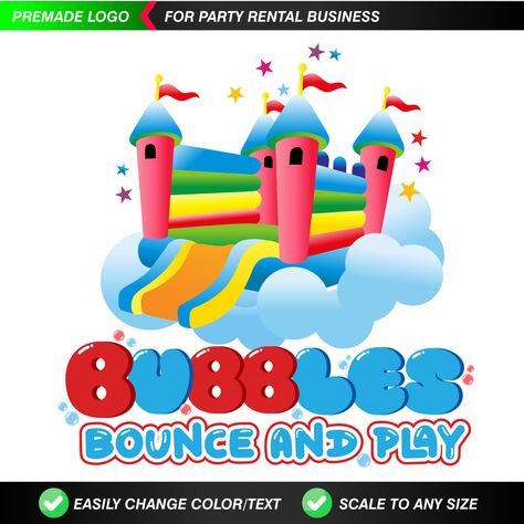 Bounce House Logo, Logo Questionnaire, Castle Balloons, Party Rentals Business, See Logo, Soft Play Area, Bounce House Rentals, Bubble House, Logo Package