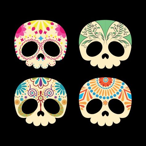 Colección de bonitas calaveras mexicanas vector gratuito | Free Vector #Freepik #vector #freeflor #freefloral #freecraneo #freecelebracion Mexican Graphic Design, Skulls Drawing, Mexican Skulls, Easy Halloween Crafts, Sugar Skull Art, Art Populaire, Halloween Backgrounds, Sugar Skulls, Mexican Art