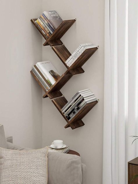 Gronda 2pcs Bookshelf For Wall, Hanging Wall Mounted Shelves Book Storage Organizer, Free Combination Of Bookshelves,Desktop Tree Book Shelves For Small Spaces, Floating Bookshelf For Office Living Room Bedroom, Solid Wood Decor,Wall Decor | SHEIN USA Wall Hanging Book Shelf, Tree Book Shelves, Shelves For Small Spaces, Bookshelf For Office, Wood Decor Wall, Bookshelf Aesthetic, Floating Bookshelf, Modern Wood Furniture, Tree Bookshelf